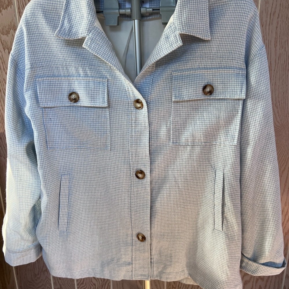Le Lis Blue and White Gingham Jacket